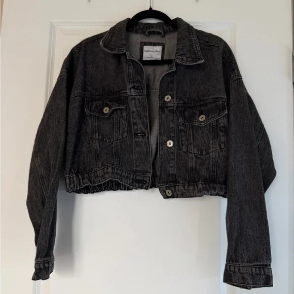 Highway Jeans Washed Black Cropped Denim Jacket - Picture 1 of 3